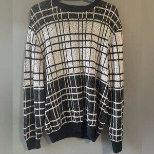 Carducci Casuale size M Black and White Plaid Men's Sweater fall grandpa dad